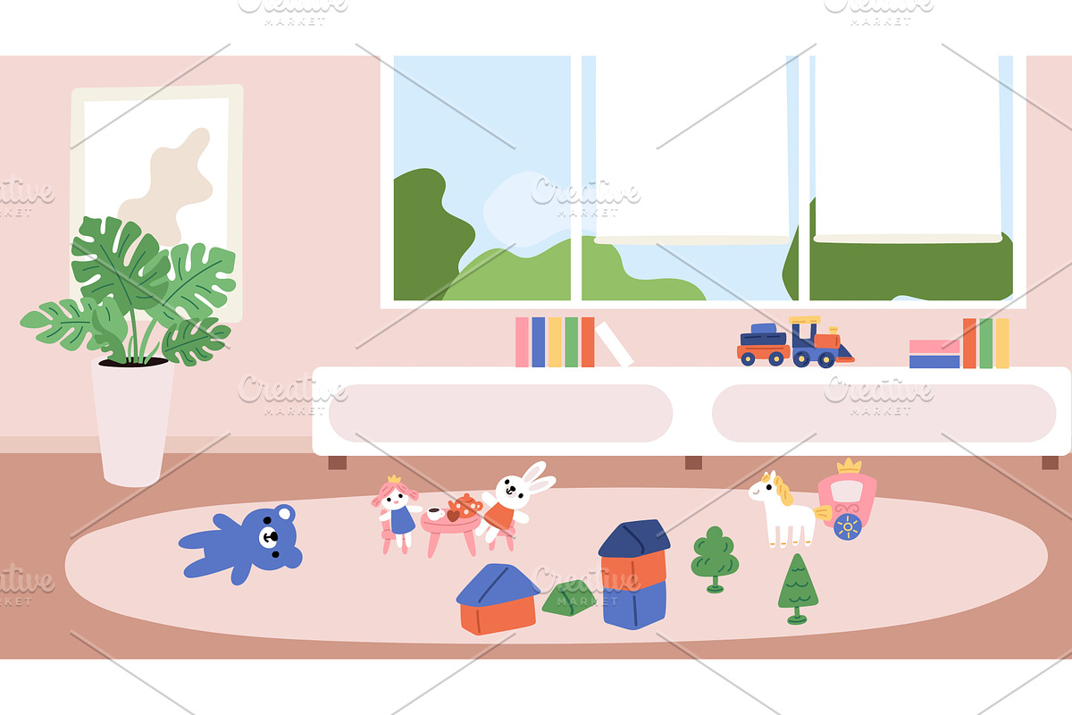 Interior of childrens daycare, an Object Illustration by Vectorbuum