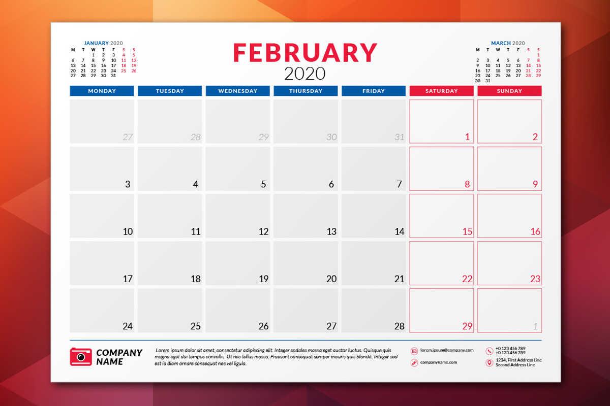 Monthly Planner 2020, a Stationery Template by AntartStock (Photo 2 of 6)