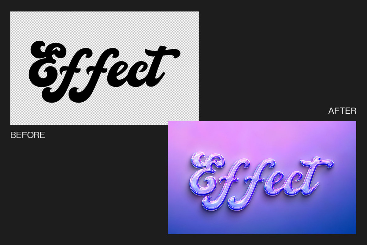 Chromatic Holographic Text Effect, a Layer Style Add-On by dokudokunomi