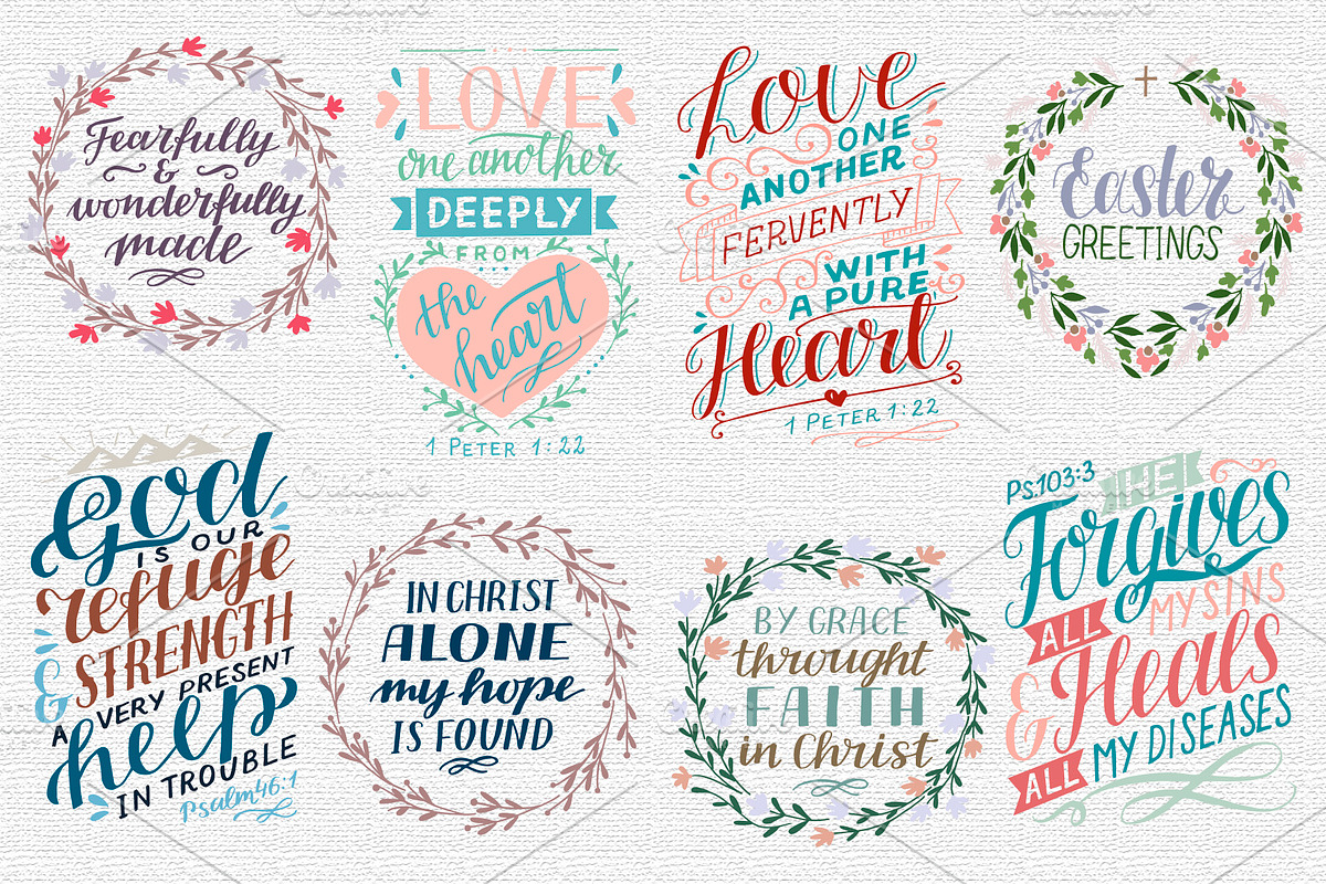 BUNDLE 64 BIBLE VERSES, an Illustration by Ola-la-la (Photo 3 of 12)