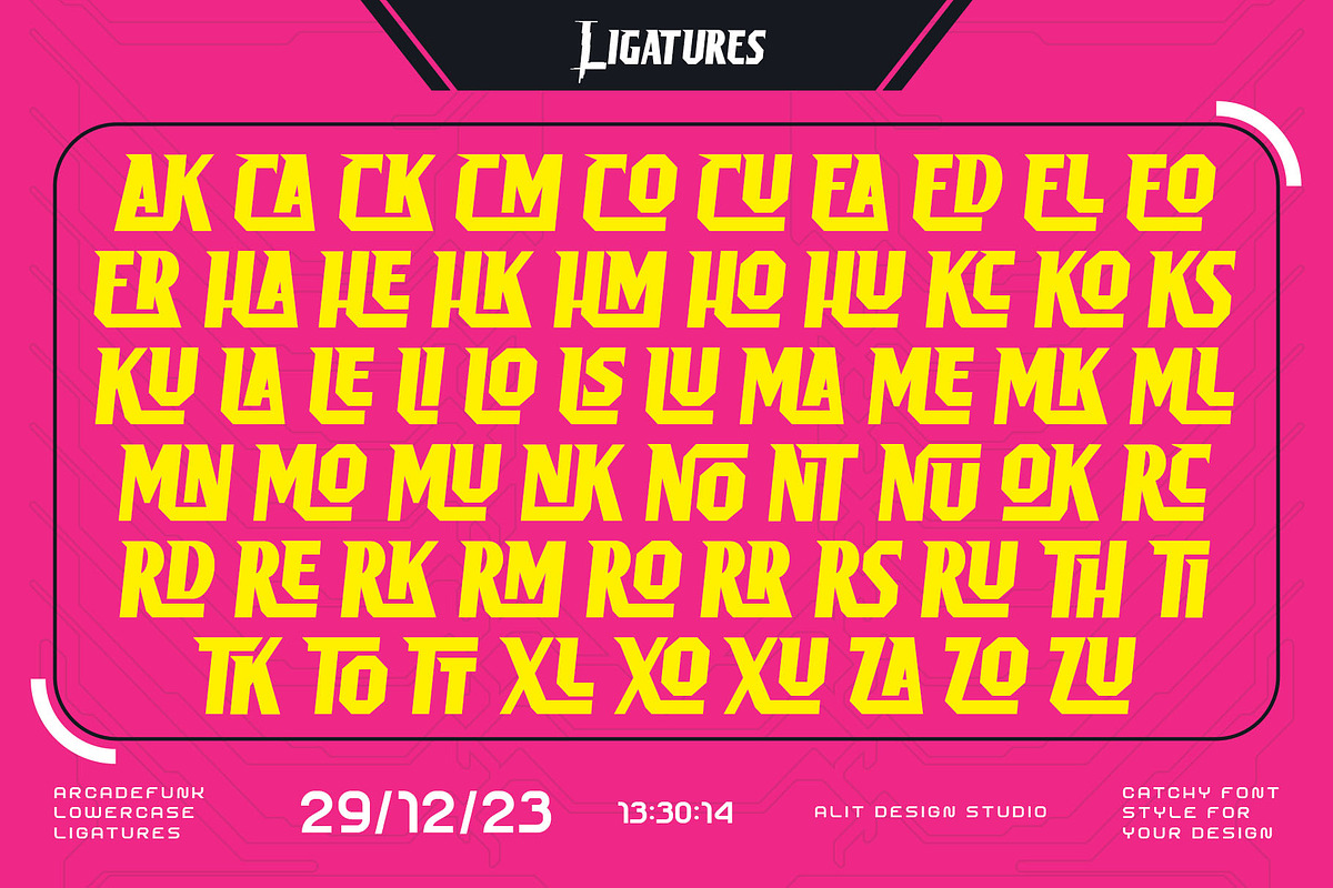 Arcade Funk Typeface, a Serif Font by alit design (Photo 11 of 20)