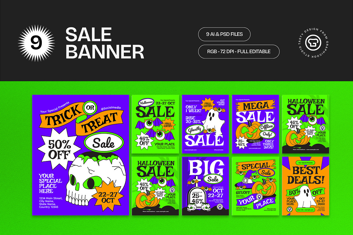 Halloween Sale Banner, a Social Media Template by graphicook (Photo 1 of 4)