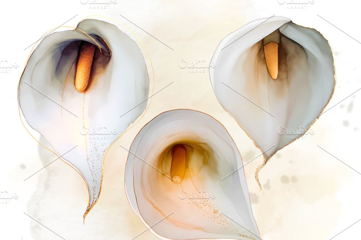 Calla Lily Watercolor Clipart Set, a Decorative Illustration by Floraphoria (Photo 6 of 10)