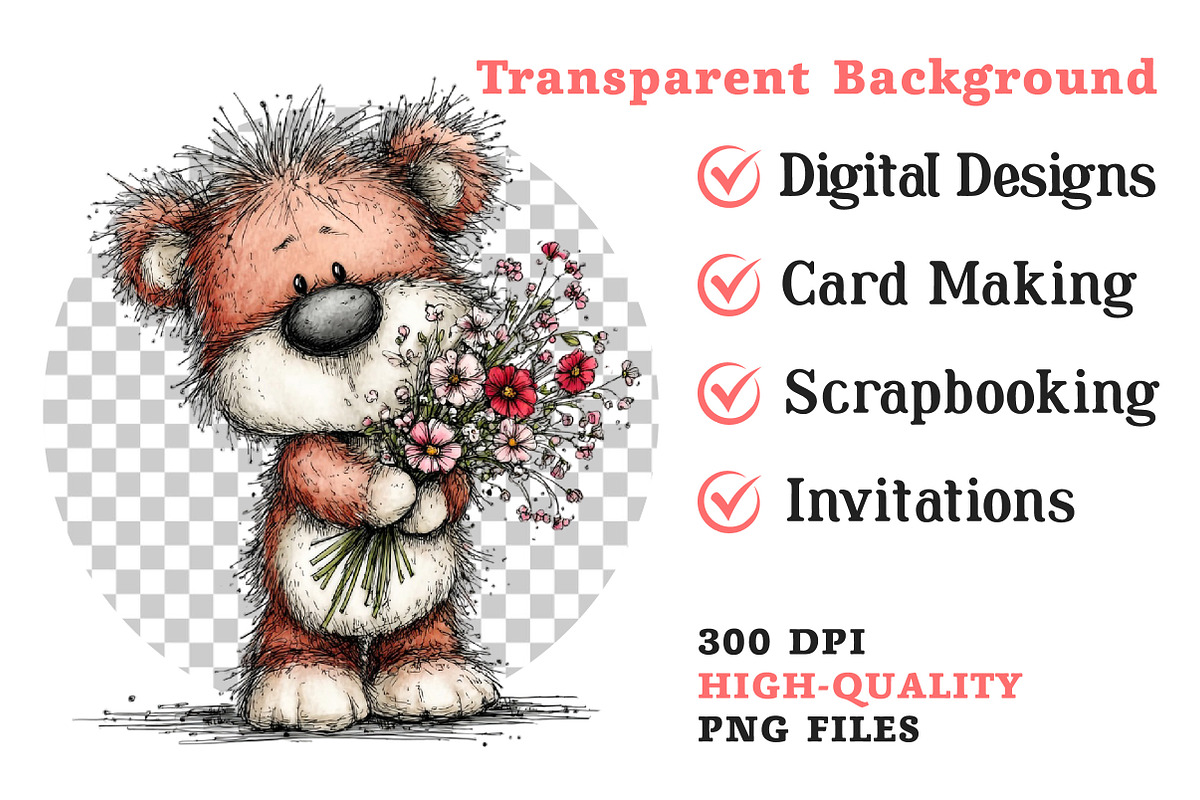 Valentine's Teddy Bear Clipart, an Illustration by Dream Creation (Photo 7 of 7)
