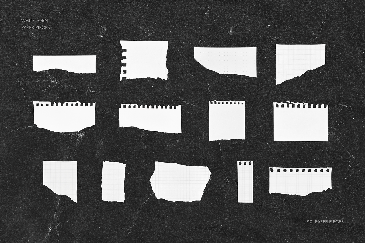 90 White Torn Ripped Paper Pieces, a Texture Graphic by Ksuview (Photo 7 of 10)
