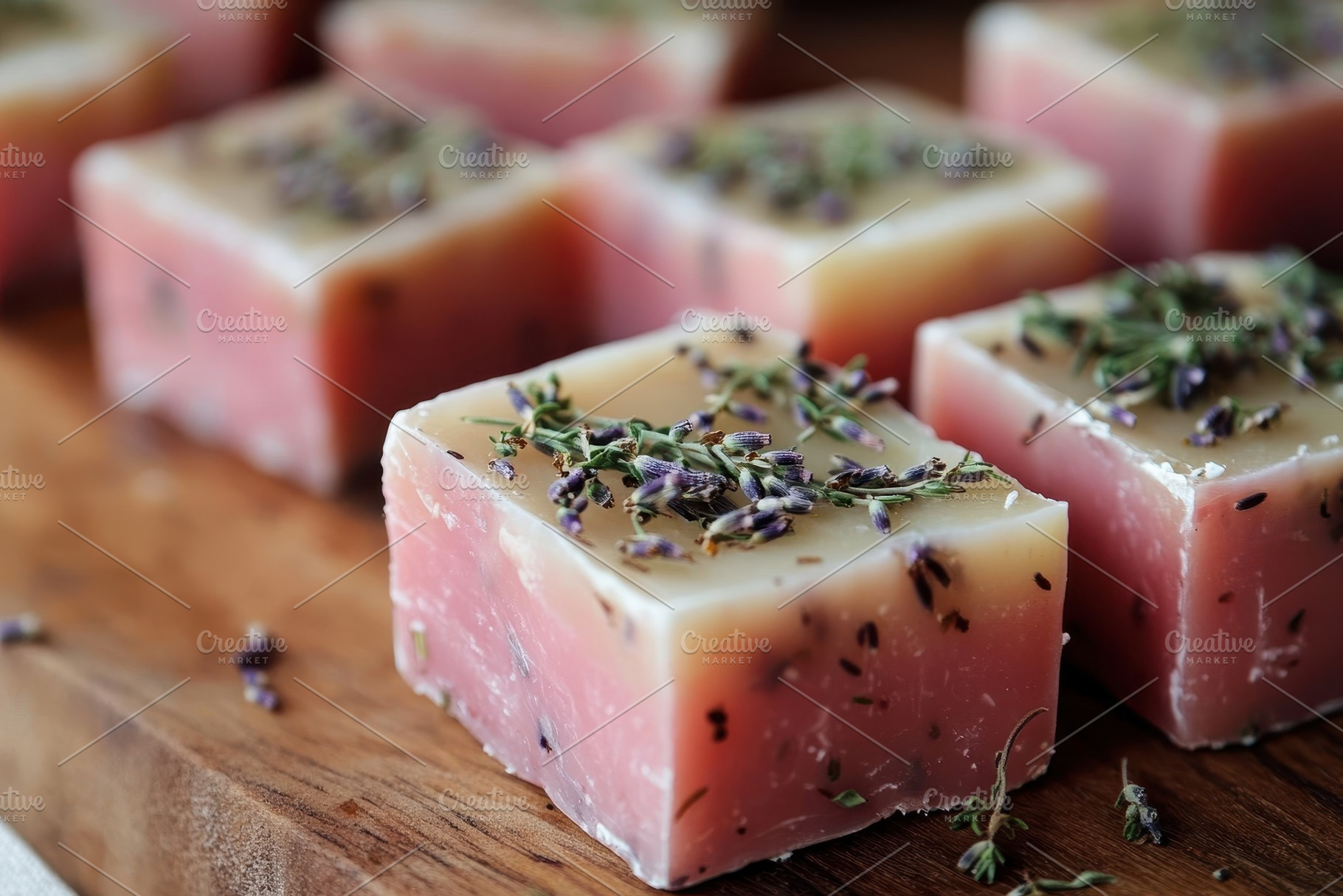 Handmade lavender soap bars, a Photo by Pavel_design