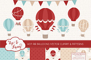 Red & Robin Egg Hot Air Balloons, an Illustration by Amanda Ilkov (Thumbnail 1 of 5)