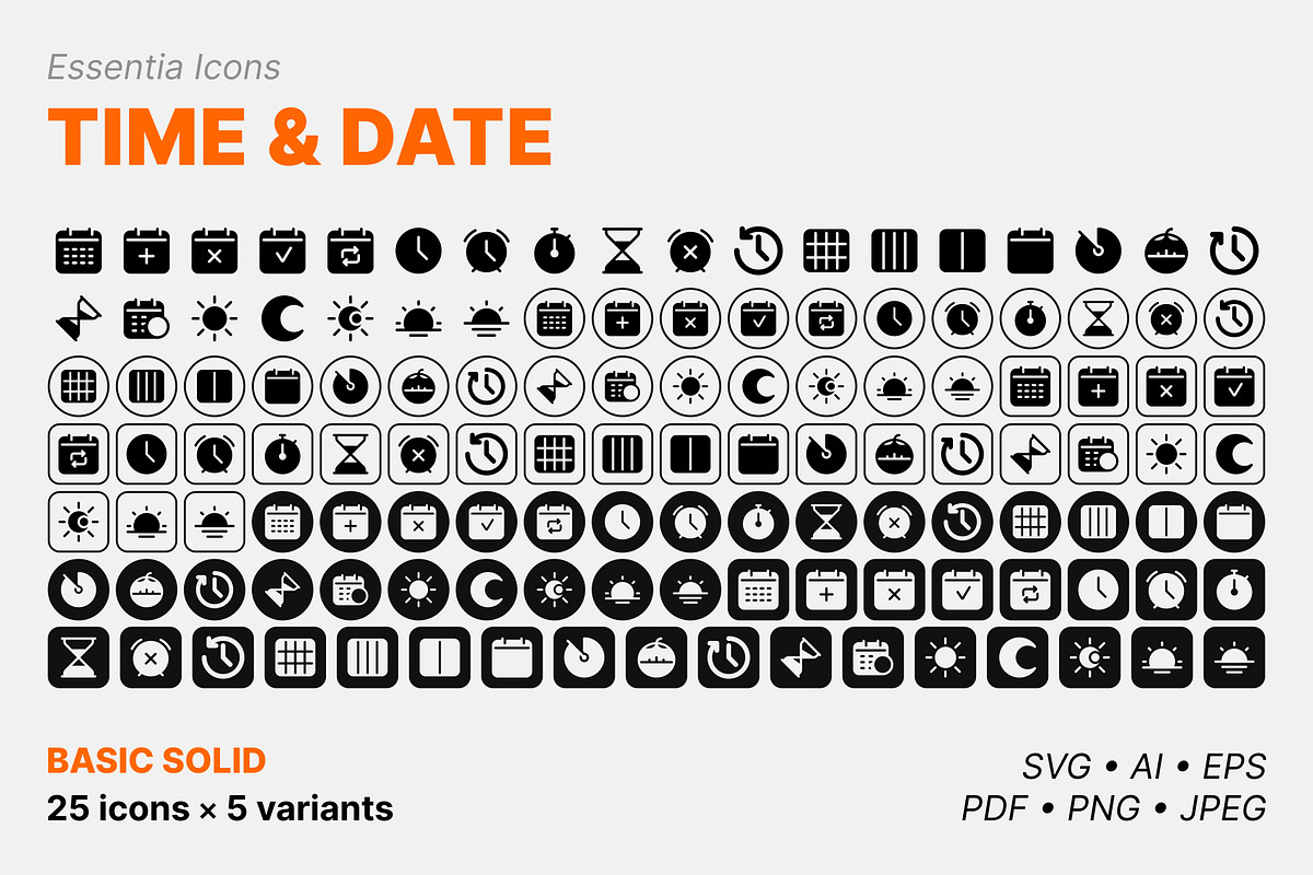 Time & date icons (Solid), a Solid Icon by Totto House (Photo 2 of 3)