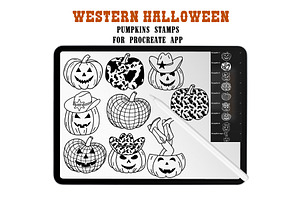 Western Halloween Procreate Stamps