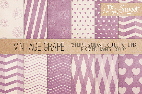 Vintage Grape 12 Pattern Set preview 3