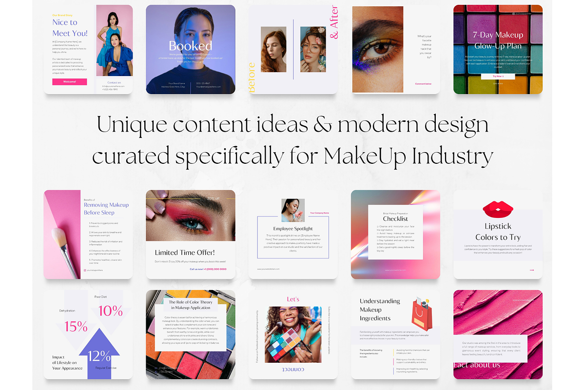 100 Color MakeUp Social Media Posts, a Social Media Template by PatternLab. (Photo 4 of 9)