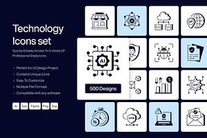 500 Technology Icons, an Outline Icon by Prosymbols