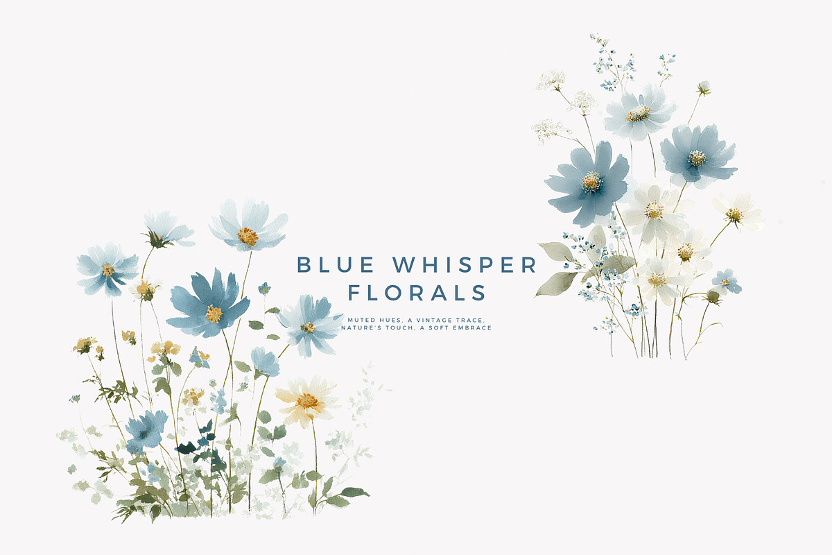 watercolor blue preppy floral clipar, an Illustration by Patishop Art (Photo 6 of 10)