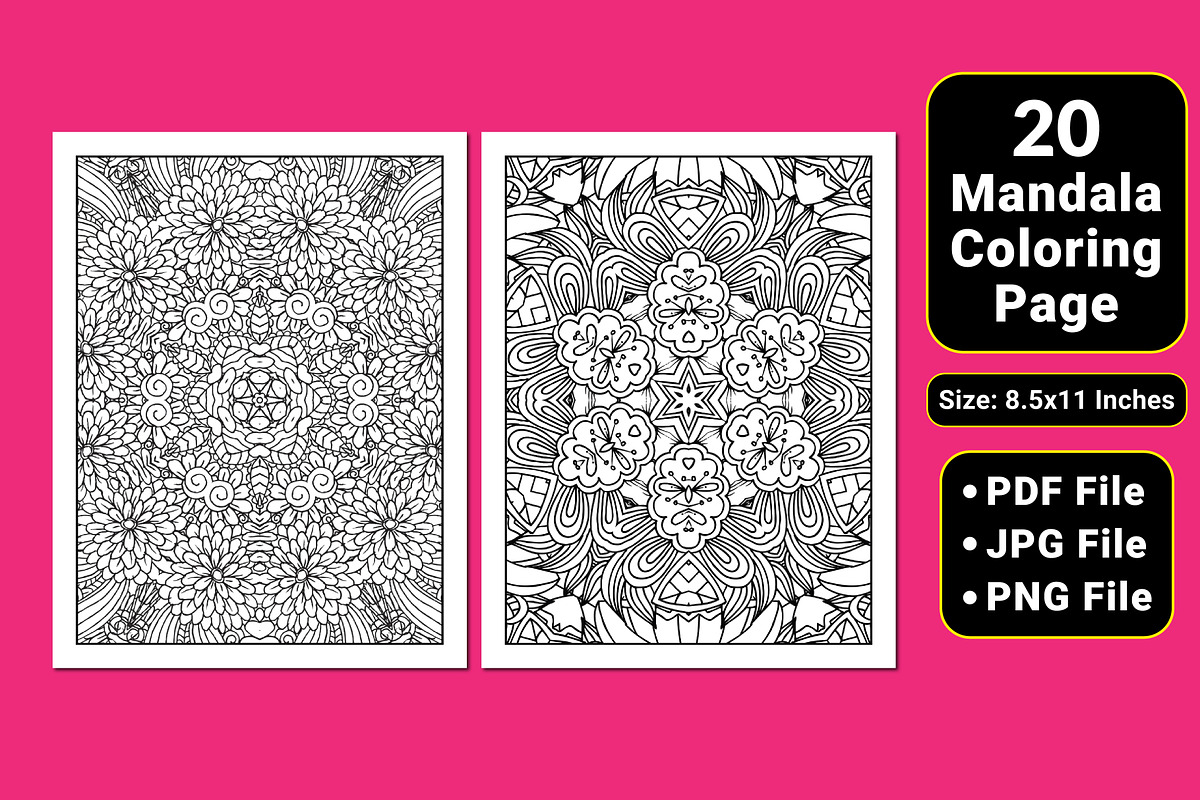 Floral Mandala Coloring Pages, a Pattern Graphic by mirajeee (Photo 4 of 4)