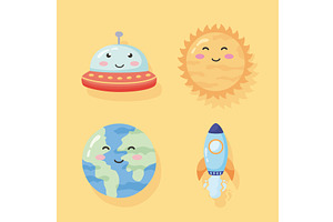 four space comic characters, an Animal Illustration by studiogstock