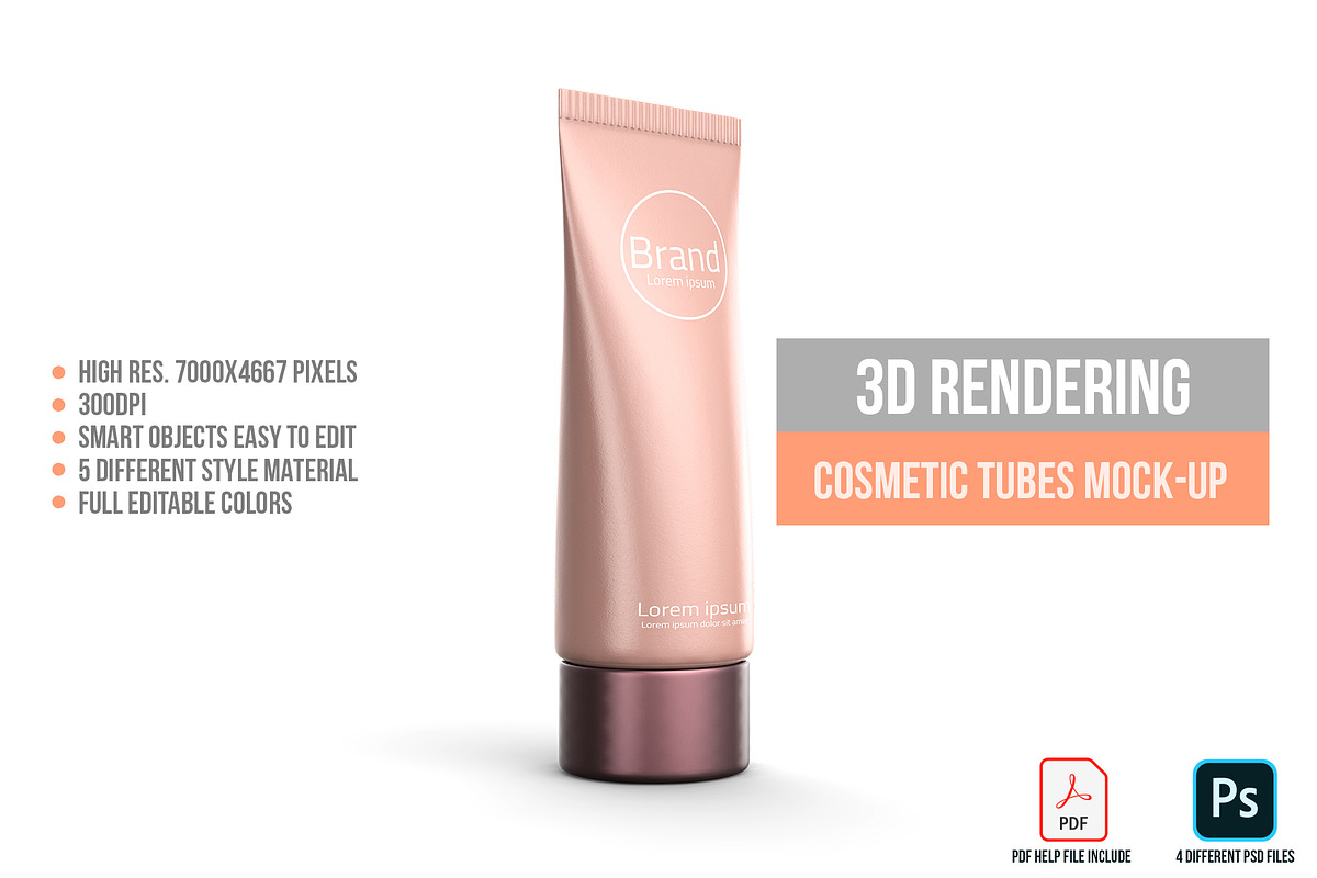 3D Rendering Cosmetic Tubes Mock-up, a Packaging Mockup by graystudio (Photo 26 of 50)