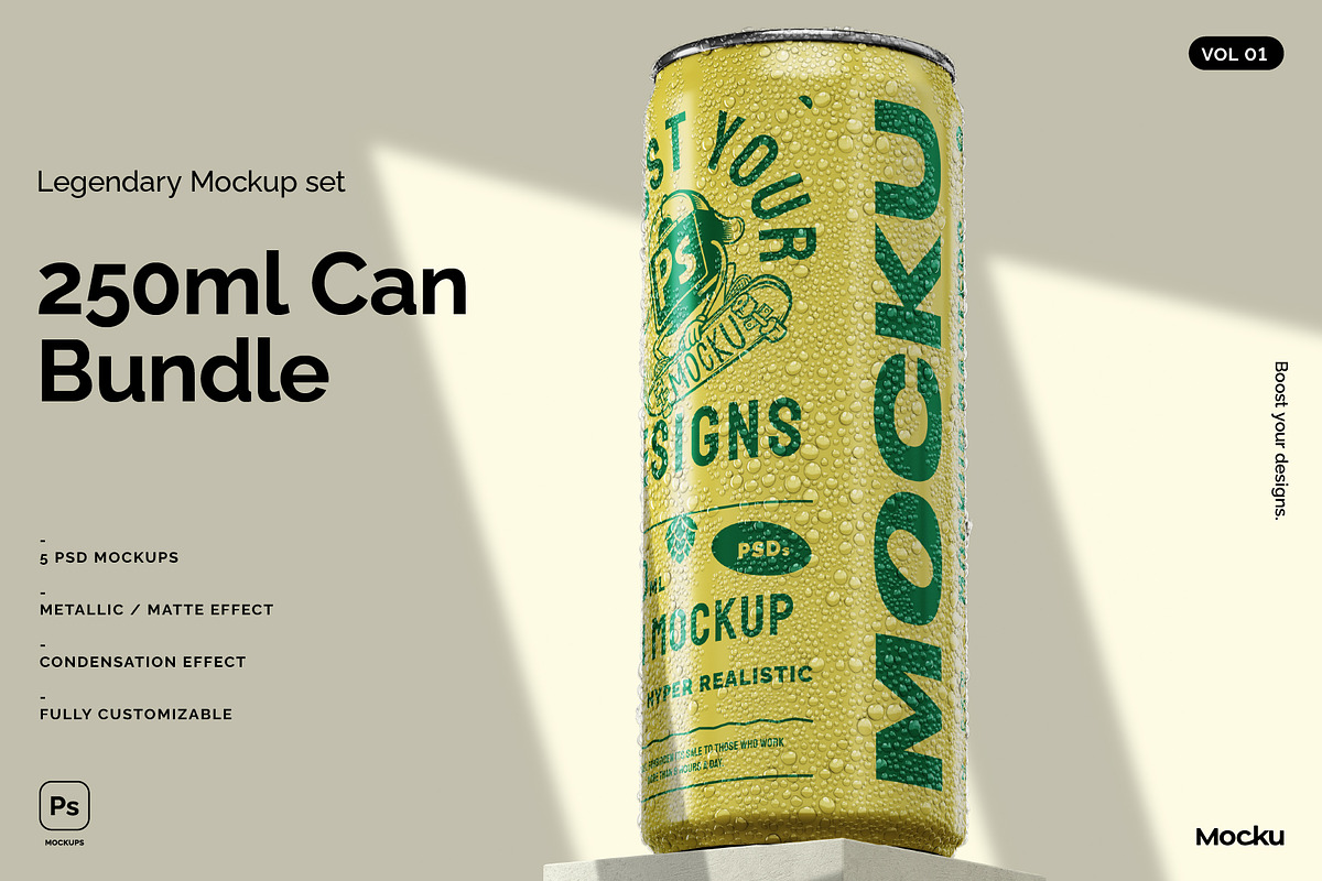 Can Bundle - 25cl (8.4oz), a Cups & Container Mockup by Mocku (Photo 2 of 13)