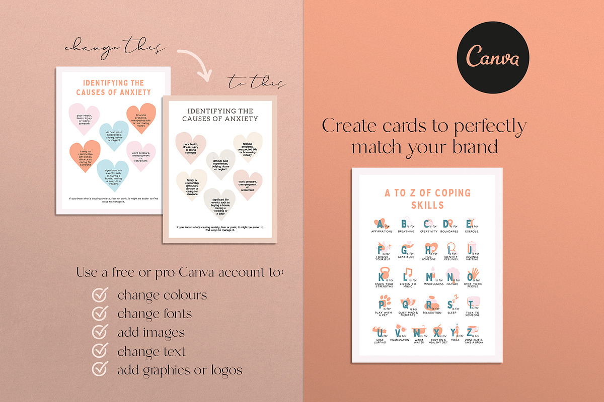 Anxiety Coping Card Canva Templates, a Templates & Theme by Miri Campbell (Photo 6 of 10)