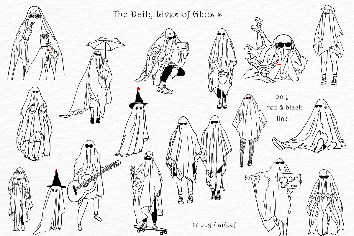 MODERN  Halloween Ghosts Collection, an Illustration by ArtOLB (Photo 5 of 11)