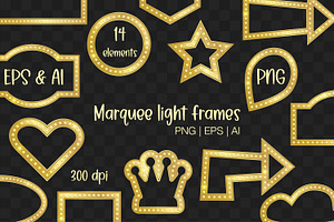 Gold geometric frames with bulbs