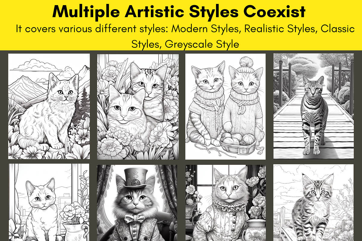 Kawaii Cat Coloring Pages for Adult, a Brochure Template by LA Design (Photo 4 of 10)