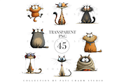45 Quirky Cat Clipart Set, an Animal Illustration by Pati Charm Studio (Thumbnail 2 of 9)
