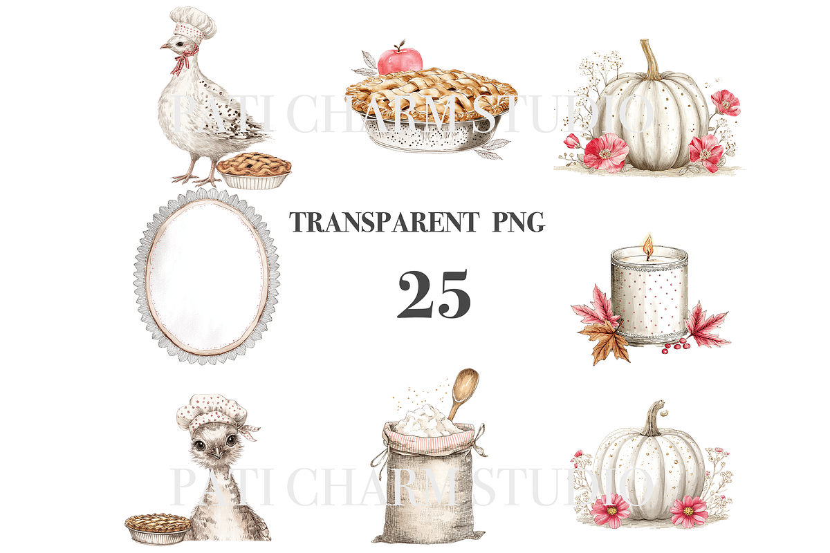 25 Thanksgiving Clipart, an Animal Illustration by Pati Charm Studio (Photo 3 of 8)
