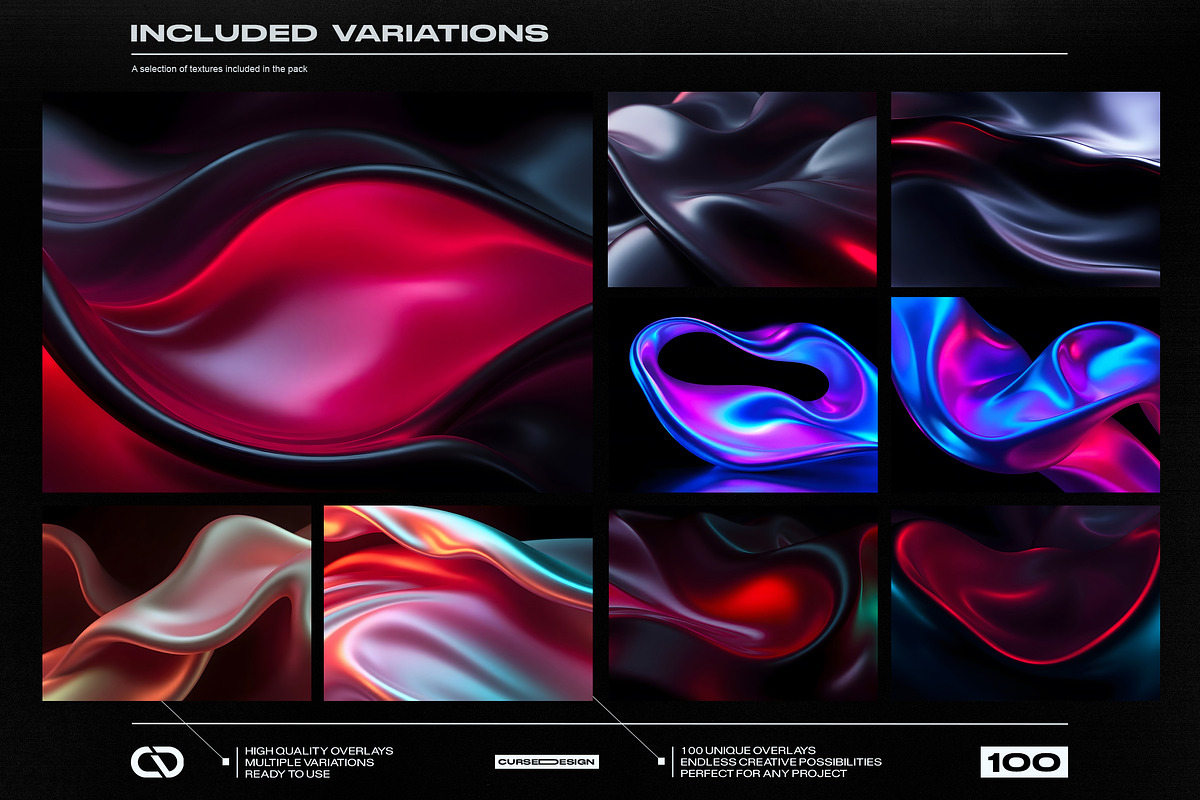 Liquid Metal Waves Overlays, a Texture Graphic by Cursedesign (Photo 2 of 5)