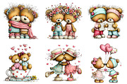 Valentine Teddy Bear Couples Clipart, an Illustration by Craft Nest (Thumbnail 5 of 8)