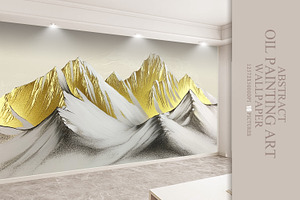 Oil painting golden mountain wallpap, a Decorative Illustration by fei long