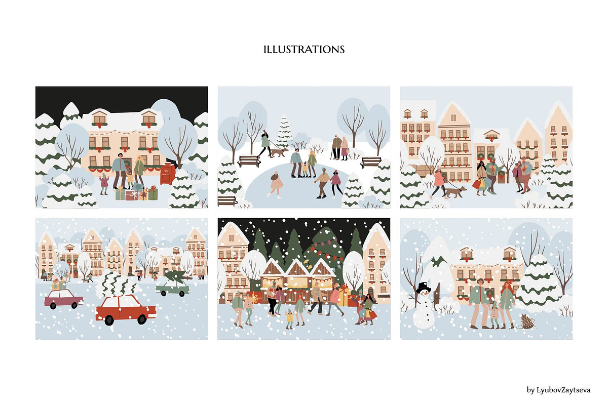 Christmas Winter City Illustrations, a Seasonal Illustration by LyubovZaytseva (Photo 4 of 11)