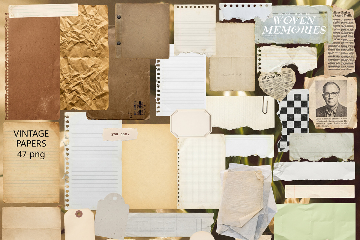Woven Memories Vintage Ephemera Kit, an Object Graphic by DreamoraArt (Photo 3 of 11)