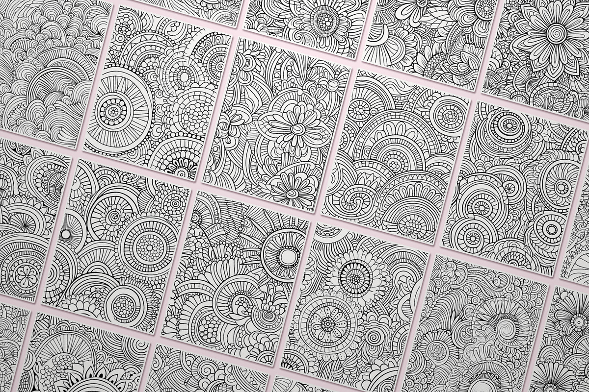 Stress Relief Coloring Pages BUNDLE, an Illustration by Pix Cafe (Photo 6 of 13)