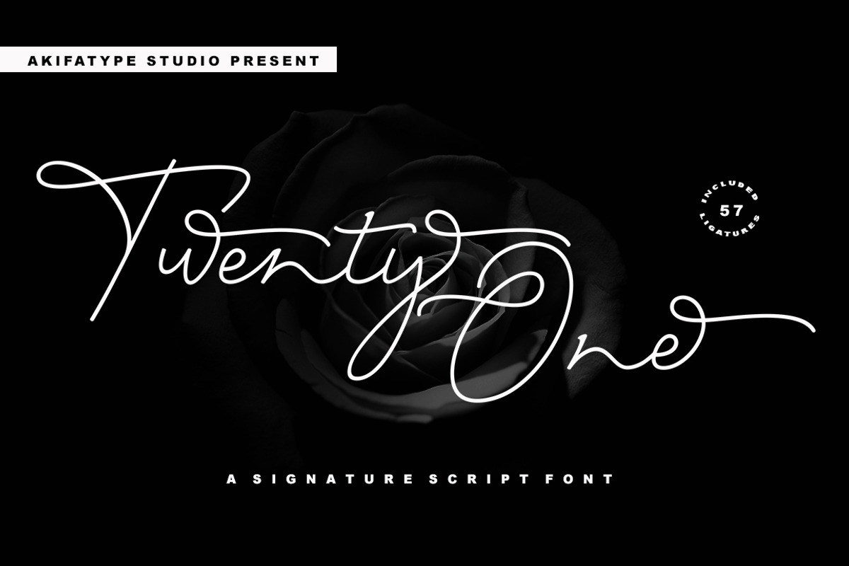Twenty One, a Script Font by Akifatype. (Photo 1 of 7)