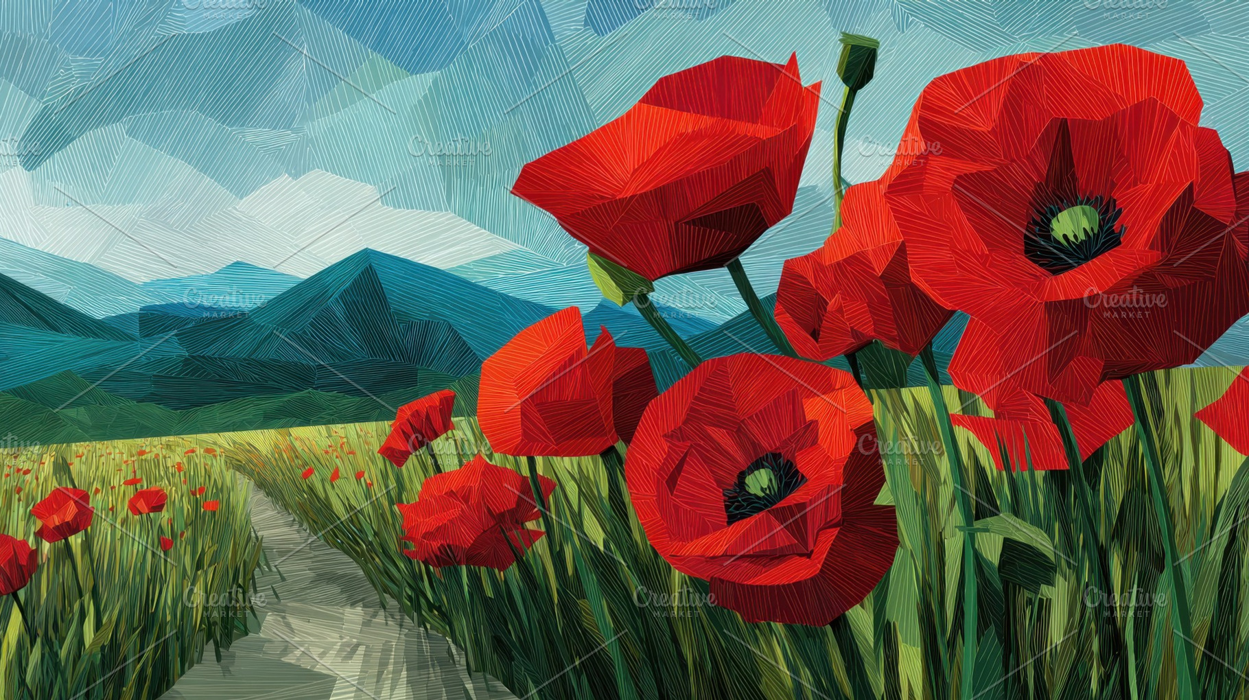 Fields of red poppies in bloom, a Photo by Beautiful things