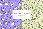 Happiness & Unicorns patterns, a Pattern Graphic by Lyolya Profitrolya (Thumbnail 1 of 3)