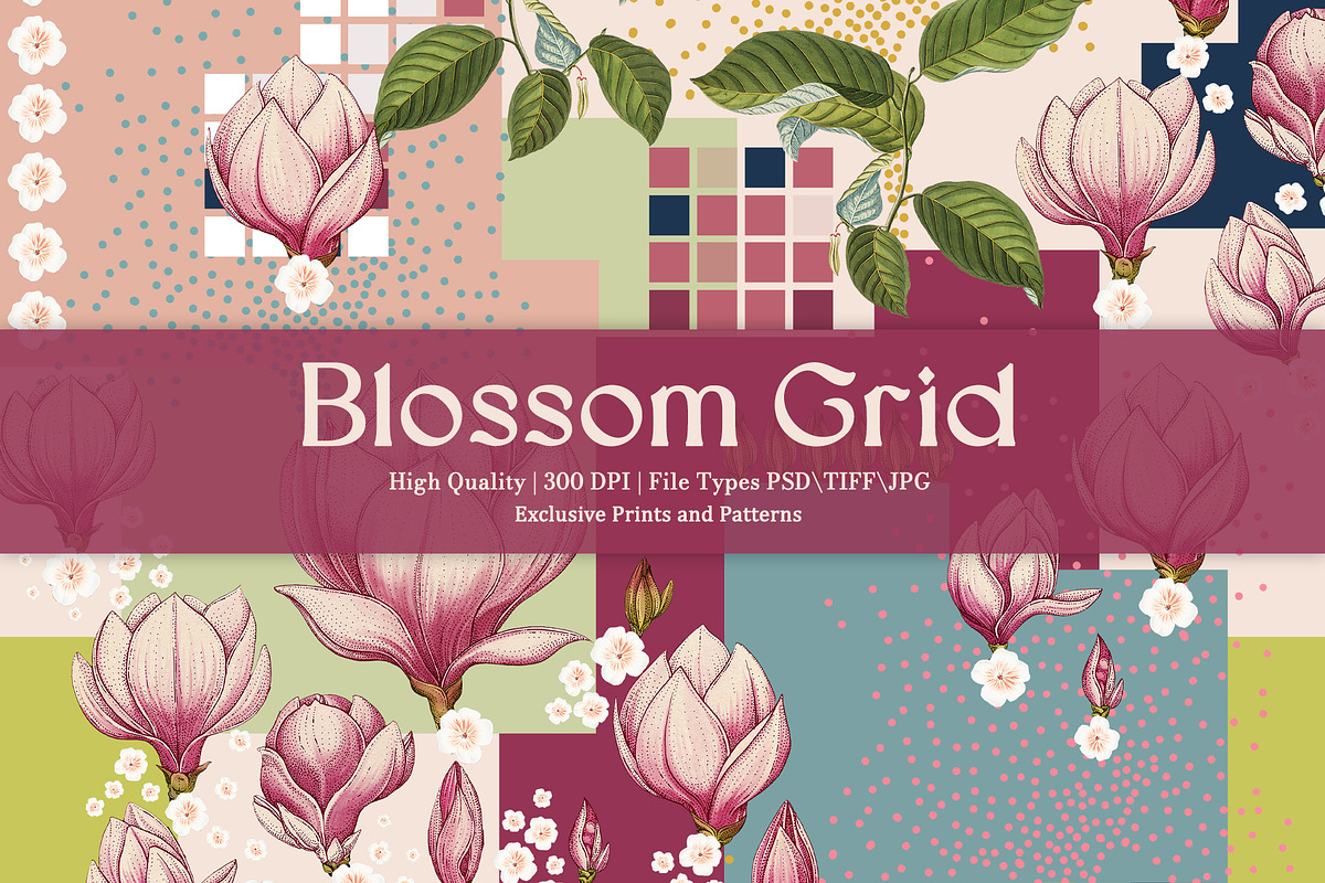 Blossom Grid Prints & Patterns, a Pattern Graphic by GND ART STUDIO (Photo 1 of 8)