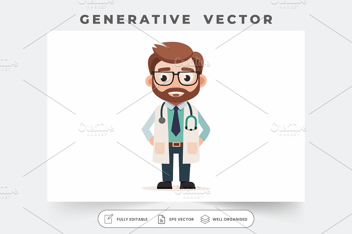 A friendly hipster doctor character, a Graphic by Iftikhar Alam