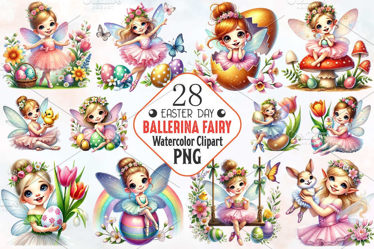 Easter ballerina fairy sublimation, an Illustration by RobertsArt (Photo 1 of 7)