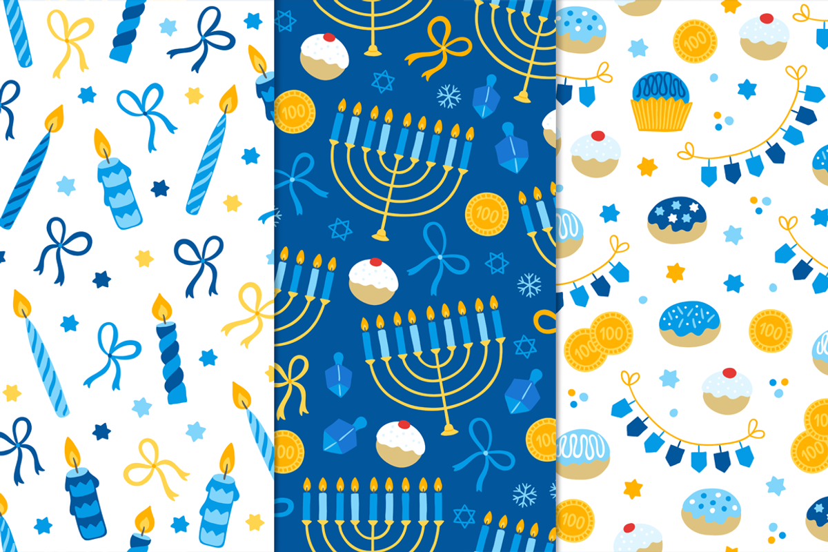 12 Hanukkah Seamless Patterns, a Pattern Graphic by miumiu (Photo 5 of 6)