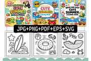 Bold Easy Cute Summer Coloring Pages, a Seasonal Illustration by Akrinity Digital (Thumbnail 2 of 4)