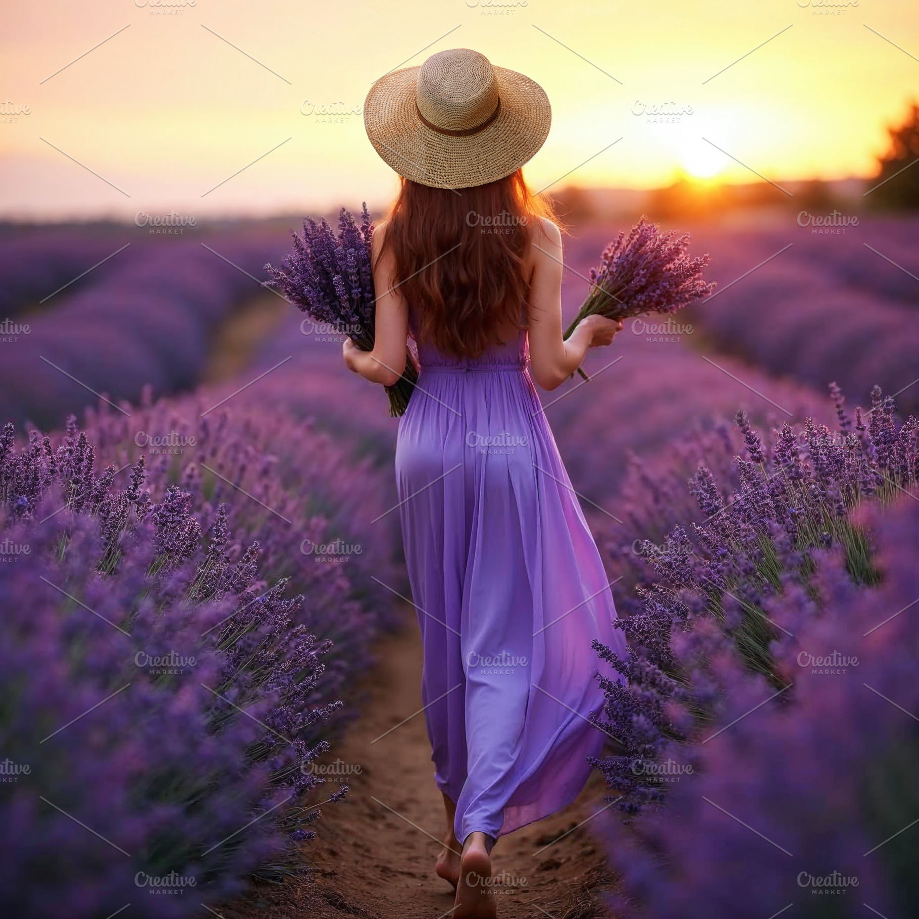 Young woman in flowing summer dress, a Person Photo by Volff