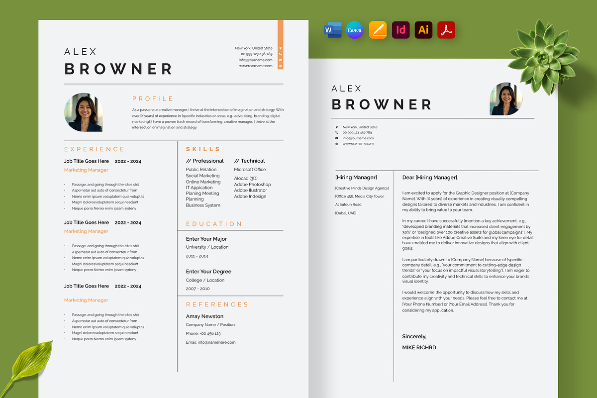 USA & NYC Job Market Resume, a Resume Template by Nur Designer (Photo 1 of 4)