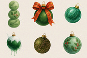 Green Christmas Balls Clipart Bundle, an Illustration by SVGArt (Thumbnail 4 of 8)