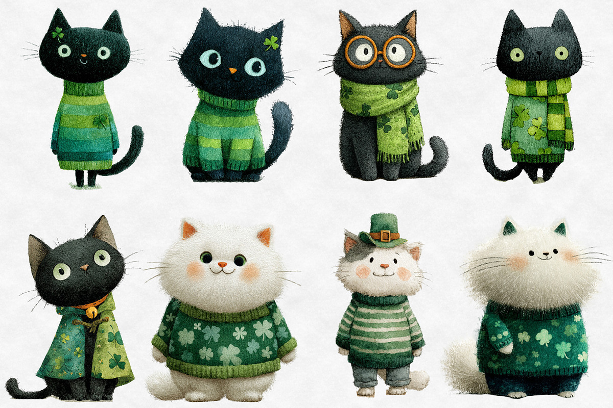 St Patrick Day Cats Clipart, an Illustration by Designworld (Photo 4 of 6)