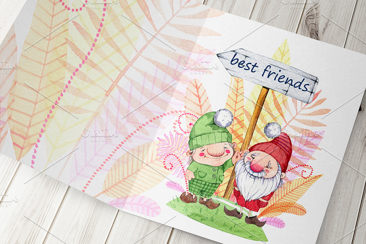hand drawn watercolor fairy gnomes, a Decorative Illustration by OlyaSenko (Photo 7 of 7)