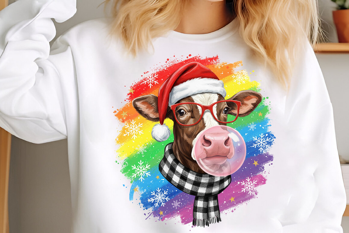 Cute Christmas Highland Cow Png,Xmas, an Illustration by SinaCreation (Photo 5 of 7)