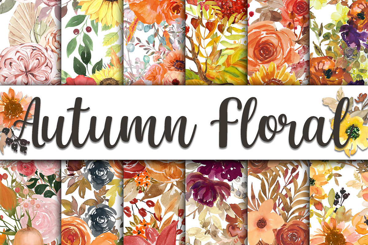 Floral Digital Paper Bundle, a Texture Illustration by OldMarket Designs (Photo 2 of 13)