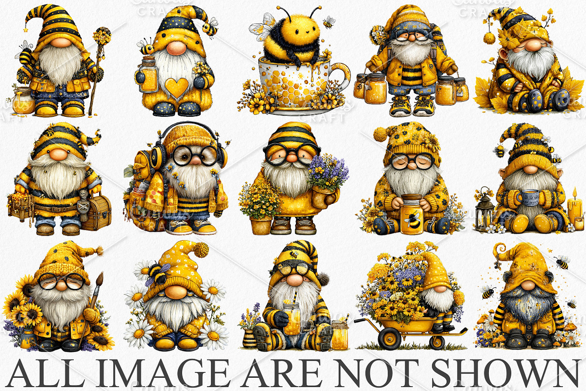 Cute Bee Gnome Sublimation Clipart, an Illustration by Canvas Craft (Photo 3 of 7)