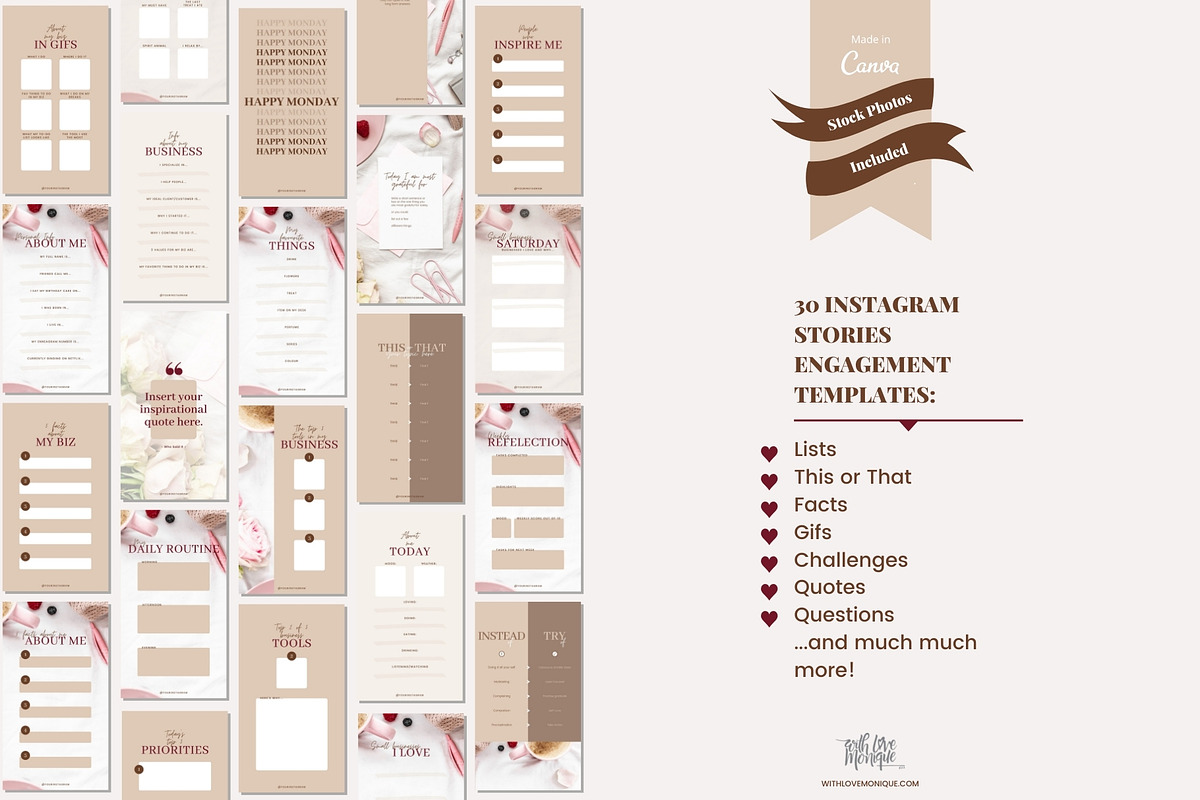 30 Instgram Stories Canva Templates, a Social Media Template by With Love Monique (Photo 8 of 10)